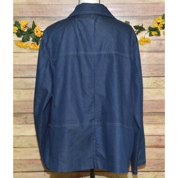 Ladies Studio V Lightweight Blue Chambray Jacket Snap Front Stretch Plus Size 2X - Picture 7 of 9